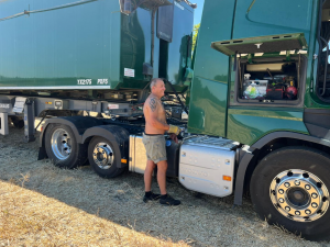 Andy is polishing his truck, ready for inspection in between loading